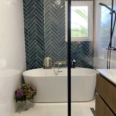 Vue générale douche + baignoire